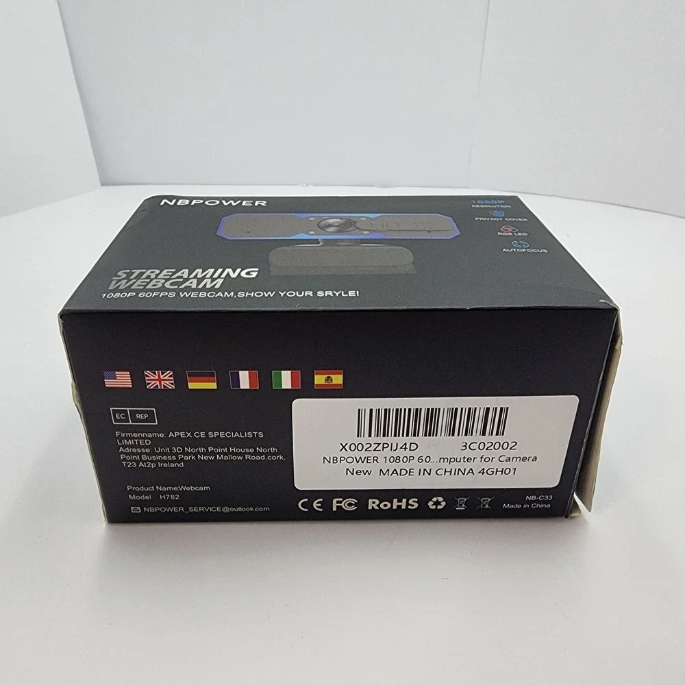 NBPOWER Black 1080P 60Fps Autofocus Digital Streaming Webcam With Microphone